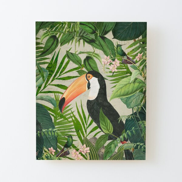 Toucan And Hummingbirds Wood Mounted Print