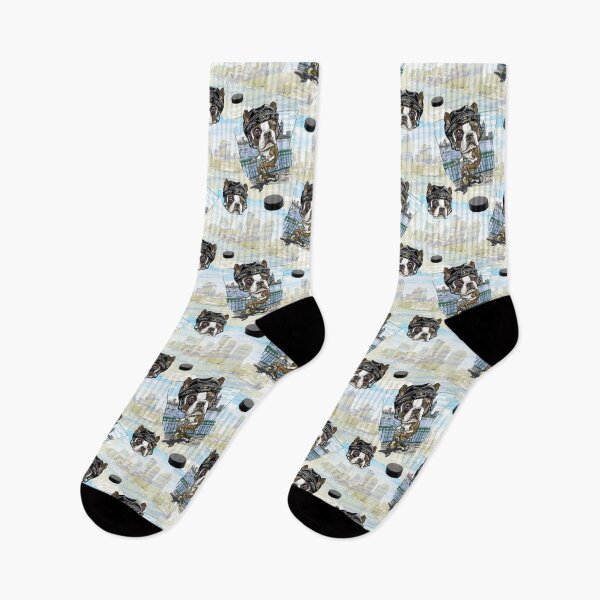 Item preview, Let's Go Boston Terrier Hockey Pattern designed and sold by MudgeStudios.