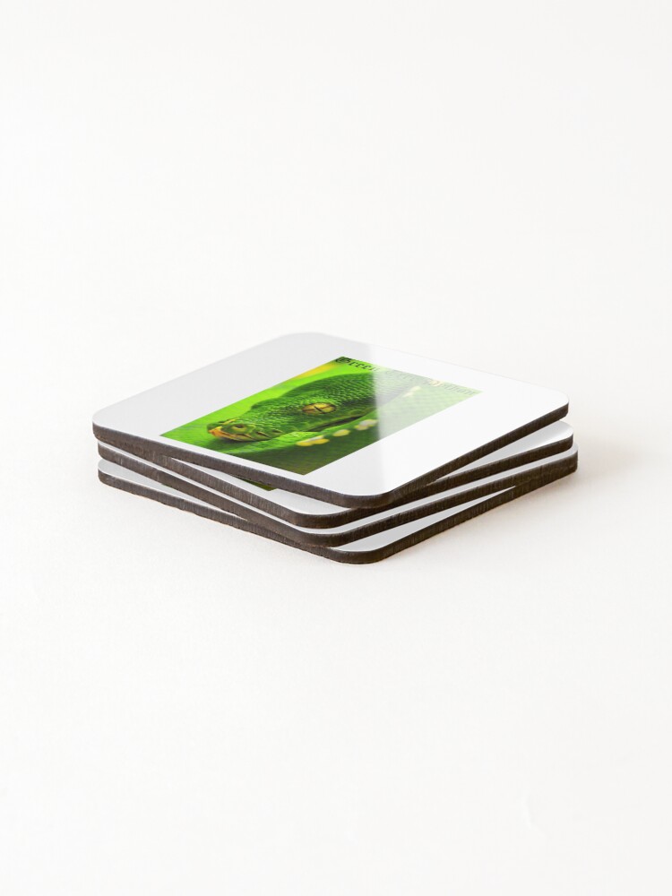 Thumbnail 4 of 5, Coasters (Set of 4), Green Tree Python designed and sold by PrintYourOwn.