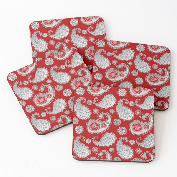 Item preview, Paisley pattern, Silver Gray / Grey on Deep Red designed and sold by Marymarice.
