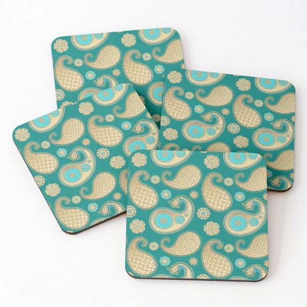 Item preview, Paisley pattern, Soft Gold on Turquoise  designed and sold by Marymarice.