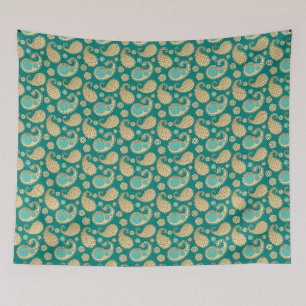 Item preview, Paisley pattern, Soft Gold on Turquoise  designed and sold by Marymarice.