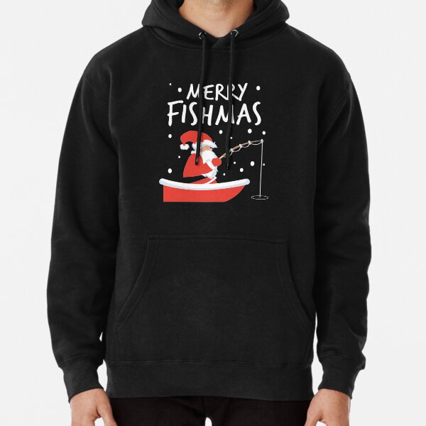 Fishing Elf Mens Funny Xmas Sweatshirt Gift Fisherman Fish Top Rod Reel Fly Carp