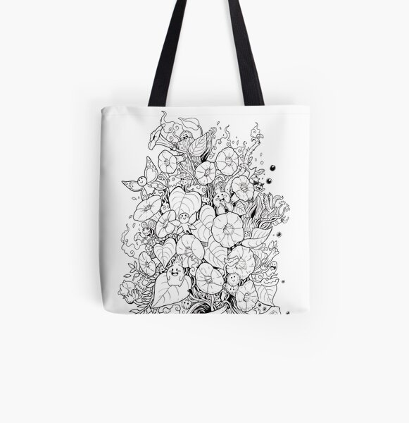 Flower and Monsters - Morning Glory All Over Print Tote Bag