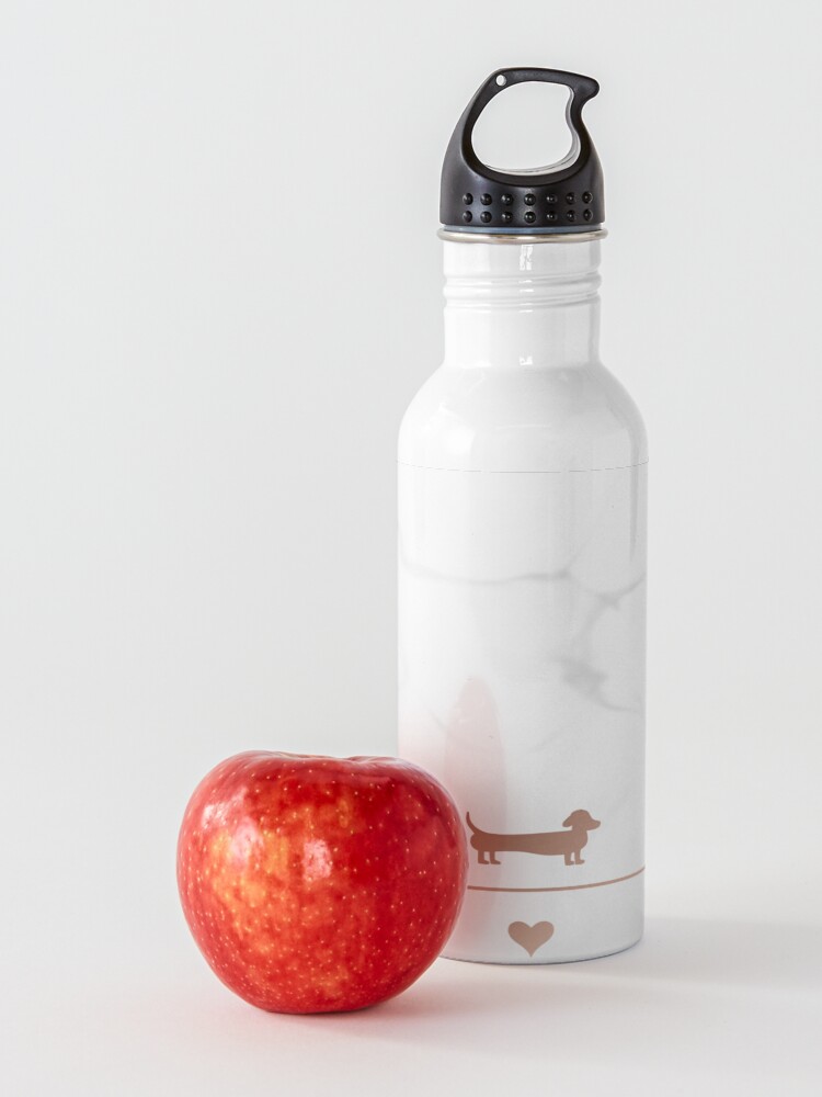 Alternate view of Rose gold and marble dachshund love Water Bottle
