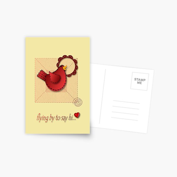 Applique Inspired Greeting Postcard