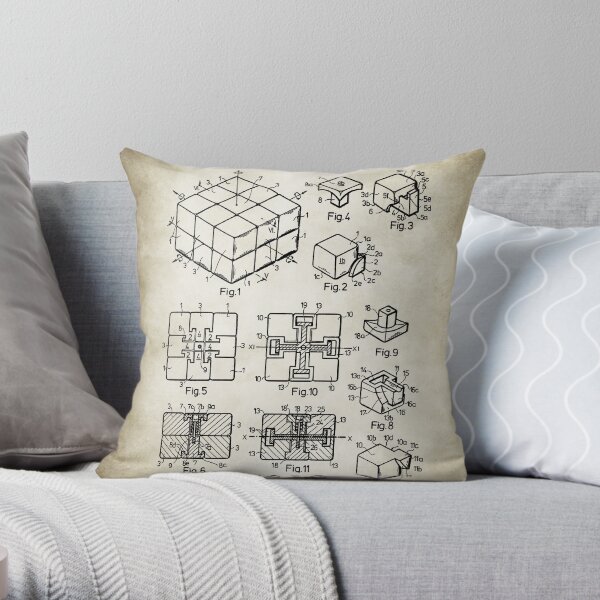 Rubik's Cube Patent Throw Pillow