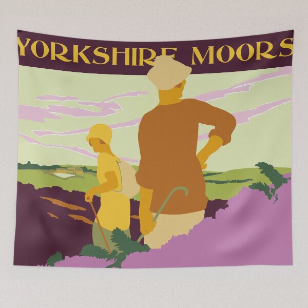 Item preview, Hiking, fellwalking in the Yorkshire Moors retro travel designed and sold by aapshop.