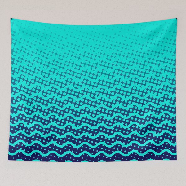 Item preview, Wavy Lines and Aqua Halftones designed and sold by Zethinova.