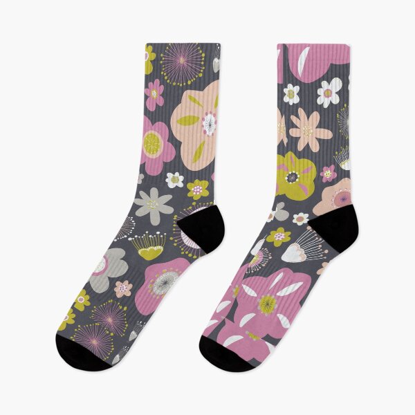 Item preview, Magical Doodle Flower Pattern Purple Green Pink Gray designed and sold by Sandra Hutter.