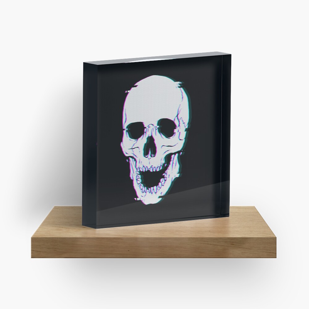 Glitch Skull Acrylic Block