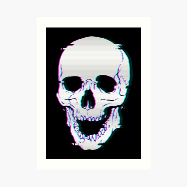 Glitch Skull Art Print