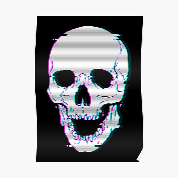 Glitch Skull Poster