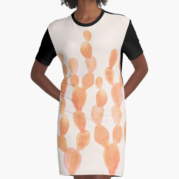 Orange cactus Graphic T-Shirt Dress