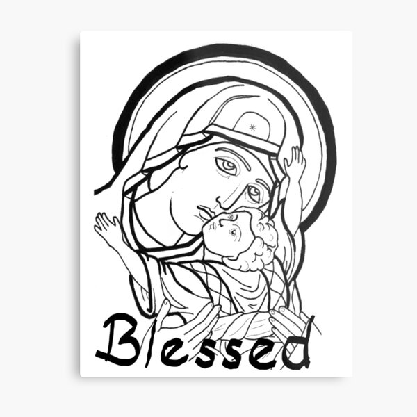 Theotokos snuggles Metal Print