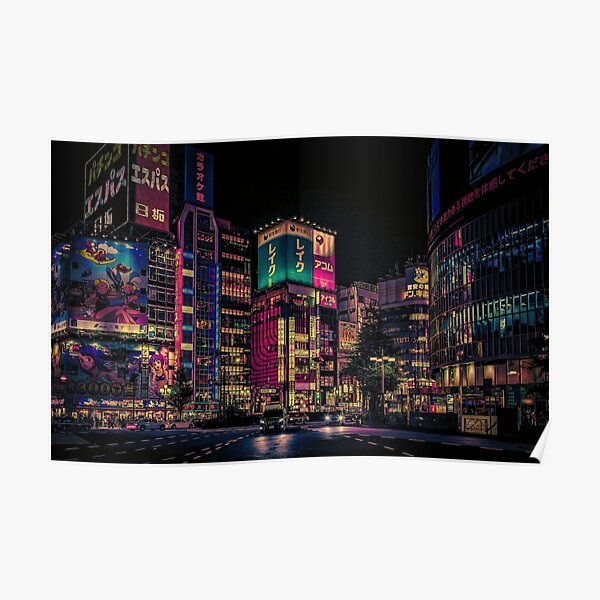 Futurism- Japan Night Photo Poster
