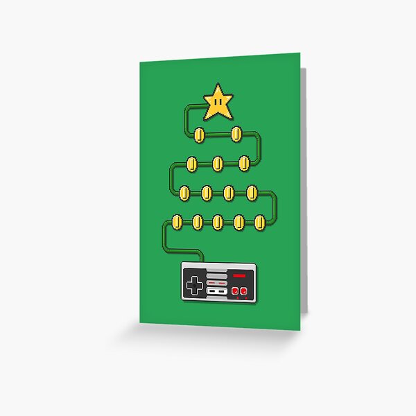 Nintendo Pixel Art Weihnachtsbaum Grußkarte