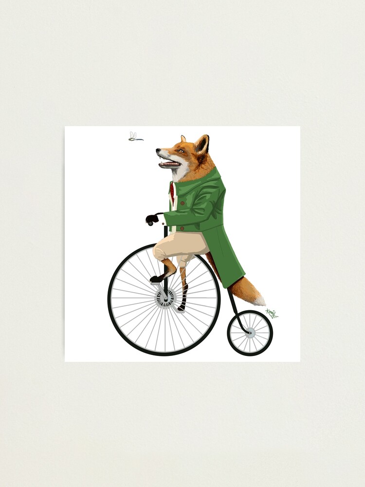 fox riding a bike