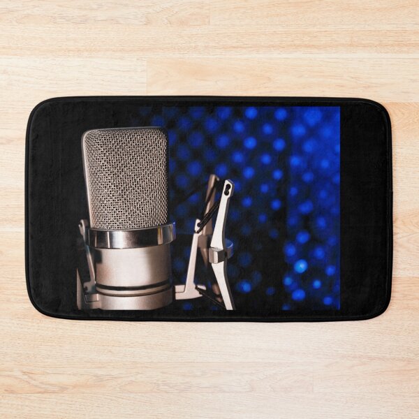 Item preview, Silver microphone on black and blue background designed and sold by GemaIbarra.