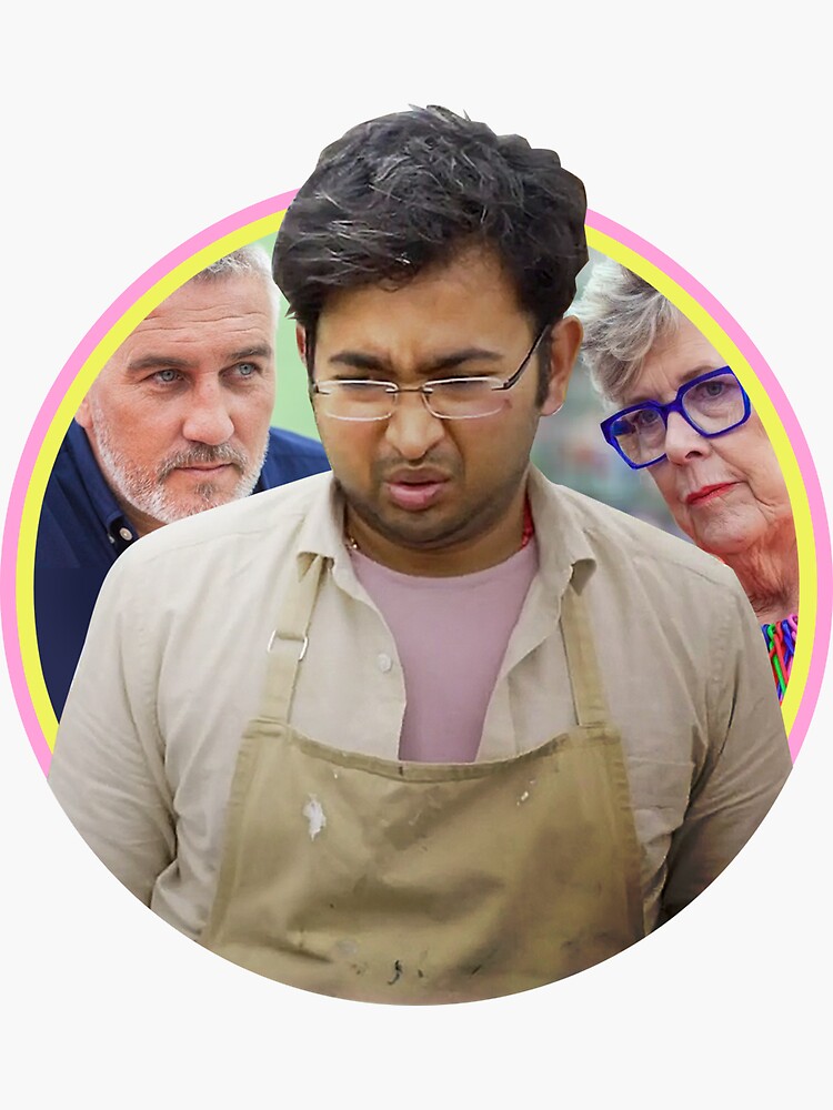 "Rahul British Bake Off (v2)" Sticker for Sale by m0ndos Redbubble