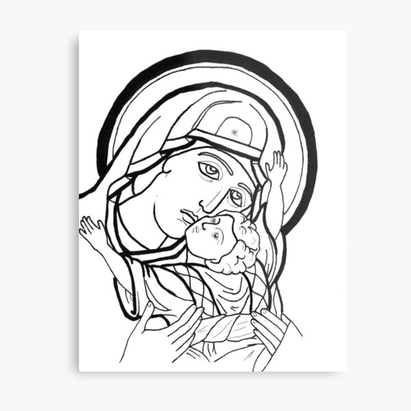 Theotokos snuggles Metal Print