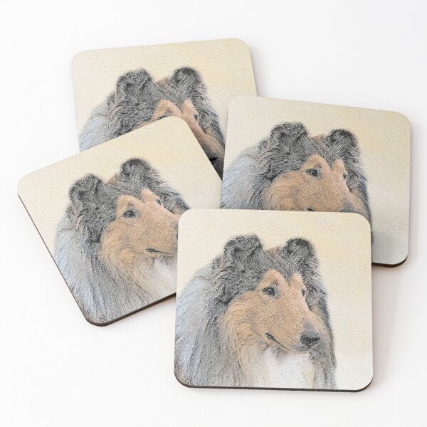AD-RC3SC Rough Collie Dog 'Yours Forever' Single Leather Photo Coaster Animal B 