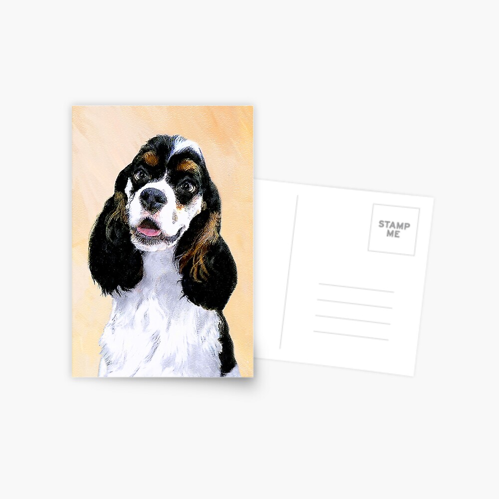 Cocker Spaniel Parti Colored Postcard By Alpendesigns Redbubble