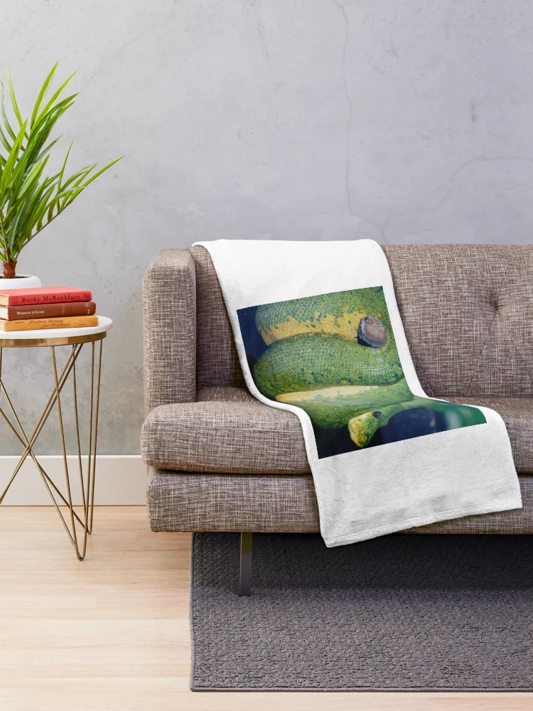 Thumbnail 2 of 6, Throw Blanket, Green Tree Python designed and sold by Christine Bialczak.