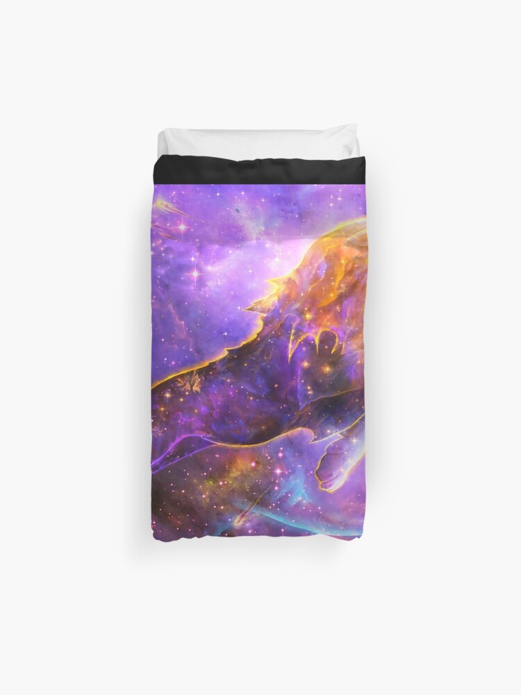 Galaxy Spirit Space Lion Spacescape Duvet Cover By Podlizardwizard Redbubble