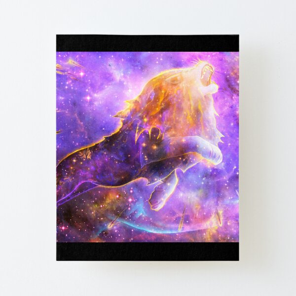 Galaxy Spirit Space Lion Spacescape Mounted Print By Podlizardwizard Redbubble