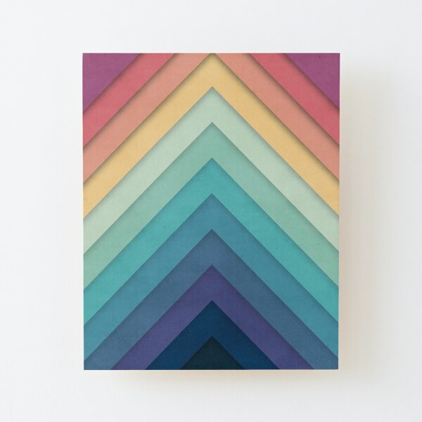 Retro Chevrons 002 Wood Mounted Print