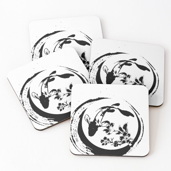 Item preview, Koi fish an sakura flower in black and white background pattern	 designed and sold by asep sarifudin.