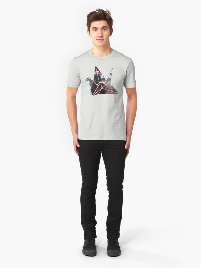 Alternate view of Shibuya Crossing in an Origami Crane Slim Fit T-Shirt