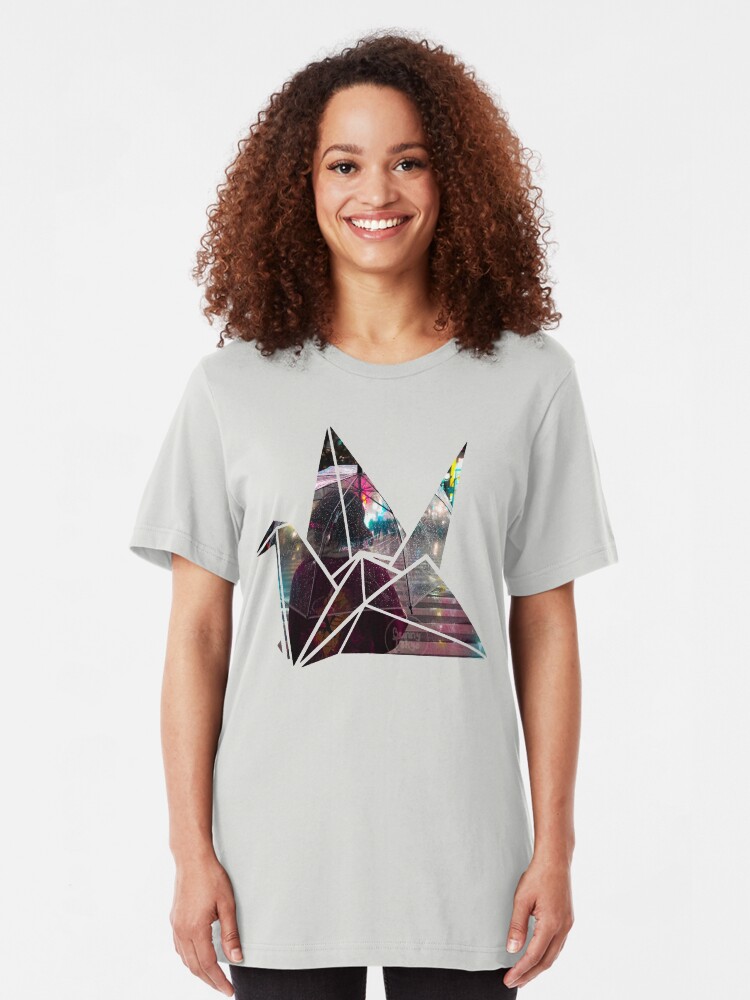 Alternate view of Shibuya Crossing in an Origami Crane Slim Fit T-Shirt