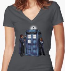 The Agents have the Phone Box Women's Fitted V-Neck T-Shirt