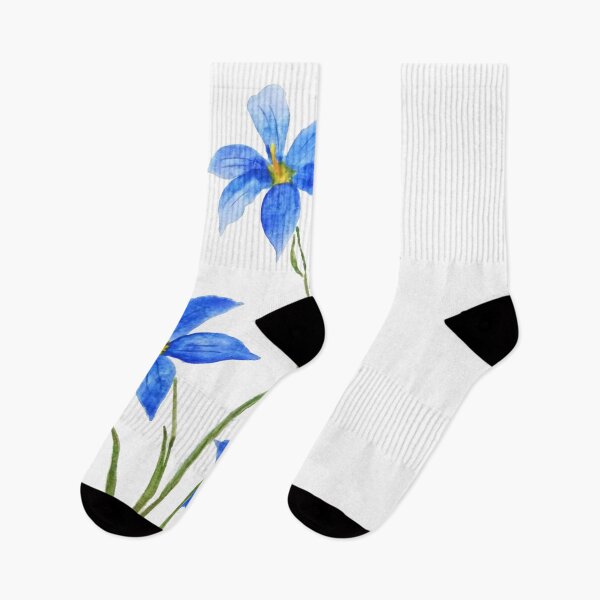 Item preview, hand painted dotted blue eyes grass flower watercolor  designed and sold by ColorandColor.
