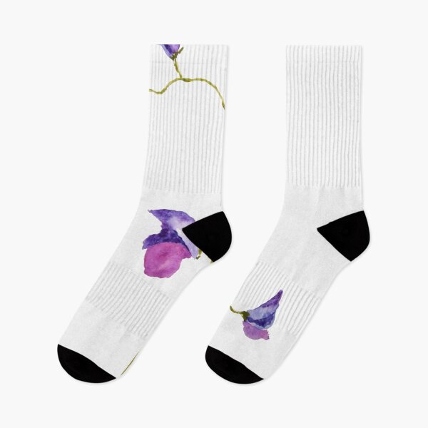 Item preview, hand painted 2 elegant purple sweet peas flower watercolor  designed and sold by ColorandColor.