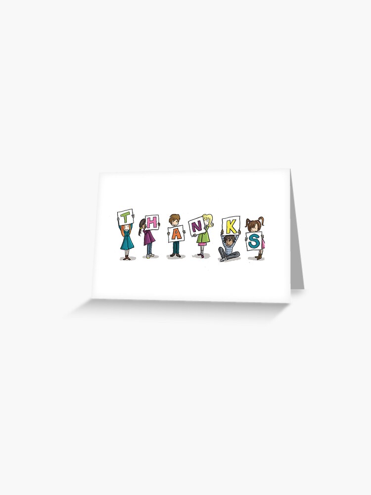 Thumbnail 1 of 2, Greeting Card, Card Design: Kids: Thanks designed and sold by sketchydoodle.