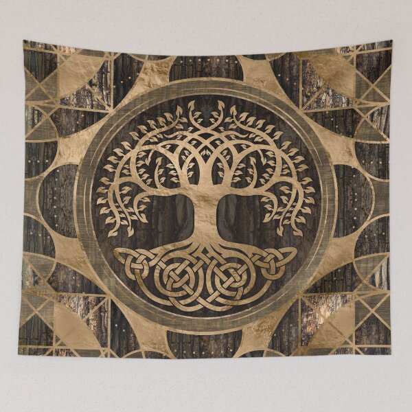 Item preview, Tree of life -Yggdrasil - Wood Bark and Gold designed and sold by k9printart.