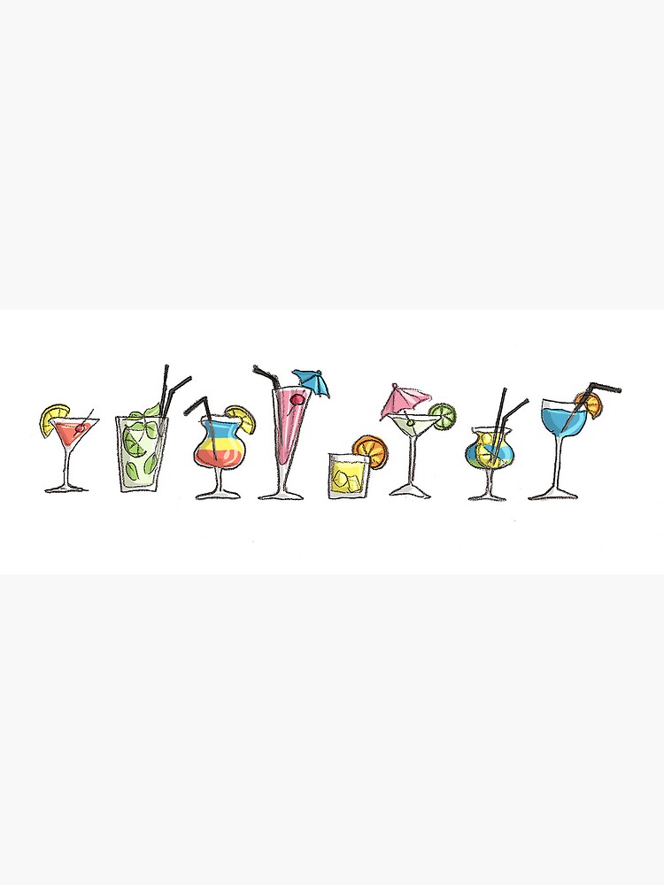 Thumbnail 2 of 2, Postcard, Card: Cocktails designed and sold by sketchydoodle.