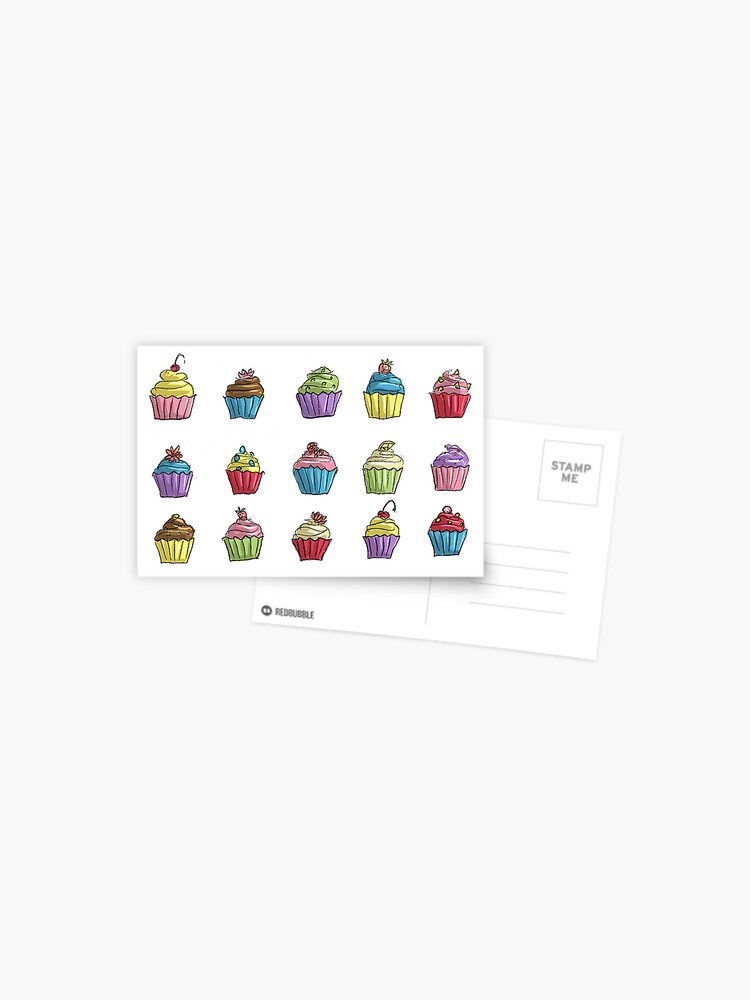Thumbnail 1 of 2, Postcard, Card: Cupcakes designed and sold by sketchydoodle.