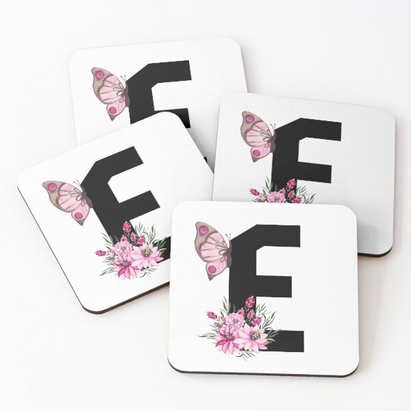 Item preview, letter e pink flower alphabet monogram butterfly designed and sold by atevern.