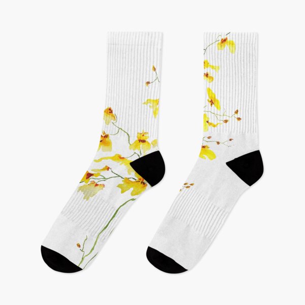 Item preview, hand painted yellow Oncidium Orchid watercolor designed and sold by ColorandColor.