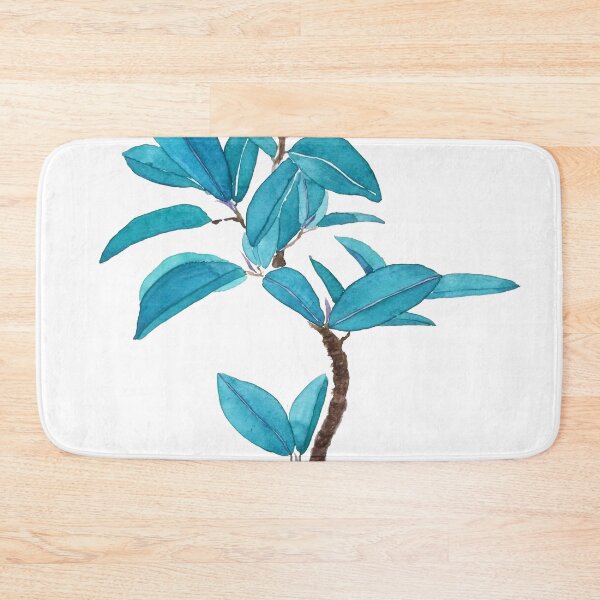 Item preview, hand painted Green Rubber tree Ficus elastica watercolor  designed and sold by ColorandColor.