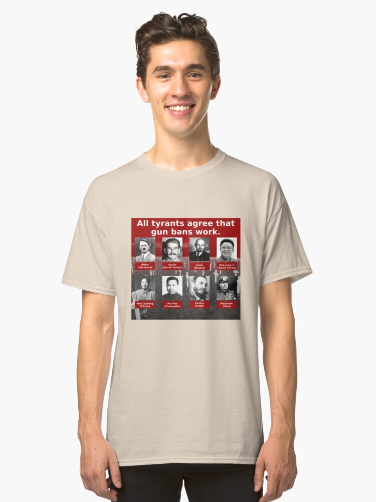 Alternate view of Tyrants Love Gun Control Classic T-Shirt