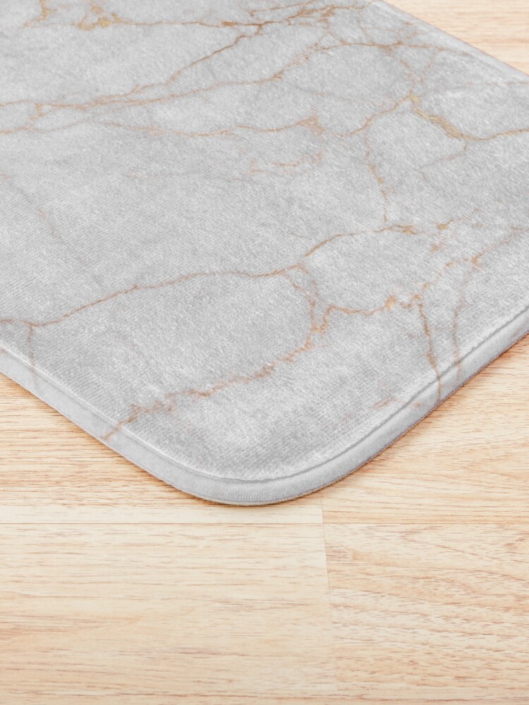 Alternate view of White Marble with Gold Glitter Veins Bath Mat