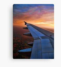CAPTURED FROM INSIDE AIRPLANE WINDOW VIEW-WING OF AN AIRPLANE-JOURNAL-BOOKS-PILLOWS-TOTE BAG-CARD-CELLPHONE COVERS-PICTURE Canvas Print