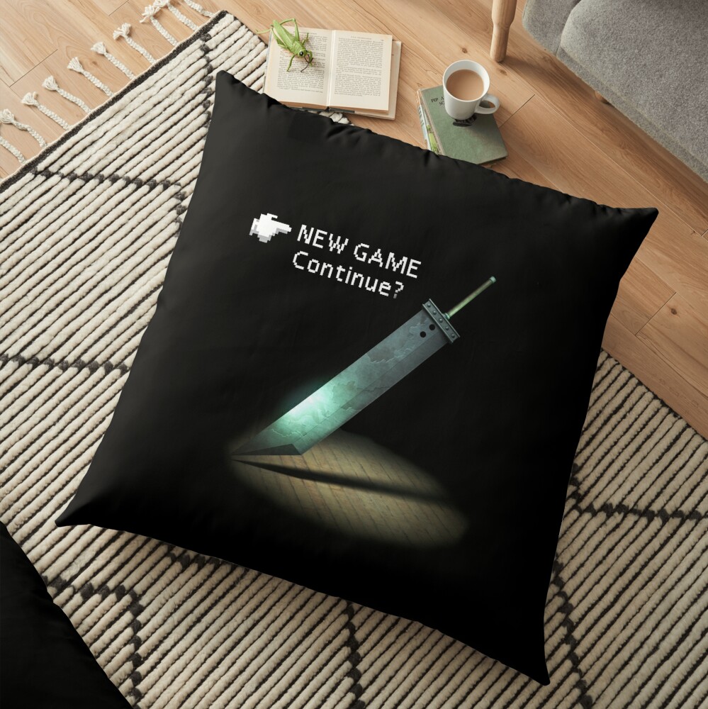 Ff7 Menu New Game Floor Pillow By Redxiv Redbubble