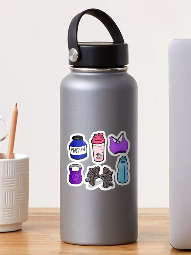 Portable Water Bottles with 3D Stickers Cute Kettle 1200Ml Shaker Bott –  tauezhon