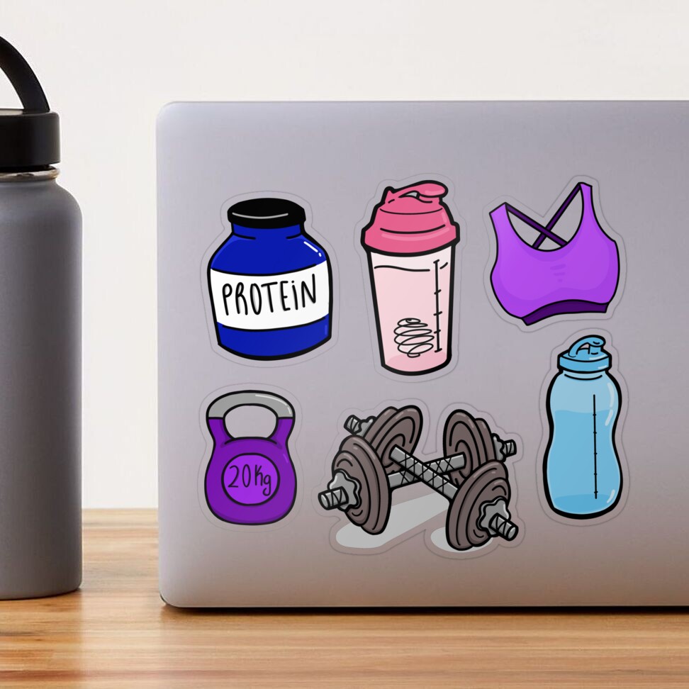 Gym Essentials Shaker, Kettlebell, Dumbbells, rope Sticker for Sale by  AYZY art